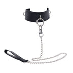 EDGE Collar & Leash - Black Neck Restraint with Heavy Duty Metal Leash