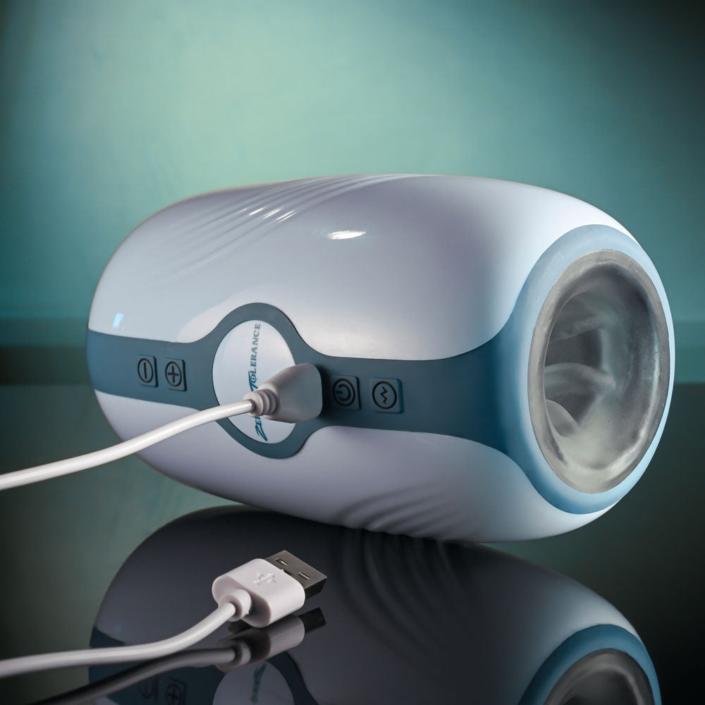 Zero Tolerance TOUCHDOWN - White 15 cm USB Rechargeable Vibrating & Tightening Stroker